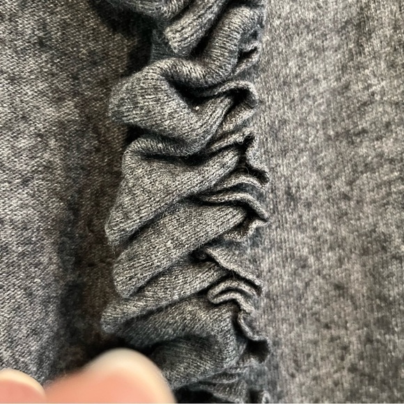 Anthropologie Tabitha Gray Knit Ruffle Cashmere Blend Cardigan Sweater - Picture 4 of 10